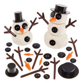Baker Ross FX867 Diy Snowman Accessory Kit - Pack of 120, Christmas Arts and Crafts Decoration Kits for Kids