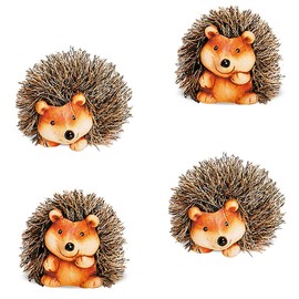 matches21 Cute Hedgehog Decorative Figures with Faux Fur - Autumn Decoration Hedgehog Set of 4 Made of Clay - Hedgehog as Autumn Decoration 8 cm