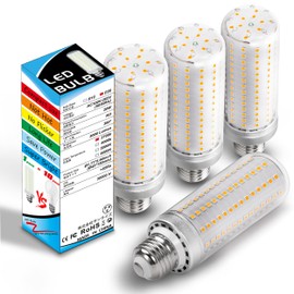Big 1.77x 5.9 inch E26 Medium Base 200w Replacement LED Corn Bulbs, 2700K Warm White,3000 Lumen E26 E27 20W LED Candelabra Ceiling Fan Light Bulbs for Home Garage Warehouse Indoor, Non-dimmable,4 Pack