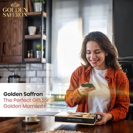 Golden Saffron Luxtury Gift Box, Premium All Red Saffron Threads, Grade A+ Super Negin, Perfect For Any Occasions Non-GMO Verified for Tea, Paella, Rice, Desserts, and Risotto (28.0 Grams Gift Box)