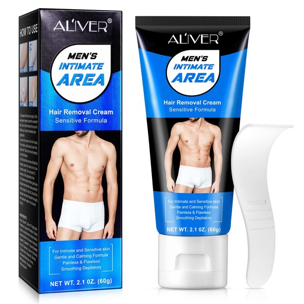 Intimate Hair Removal Cream for Men - Extra Gentle Depilatory Cream for Sensitive Areas, Painless Flawless Depilatory Cream for Men for Chest, Back, Legs & Arms, for All Skin Types