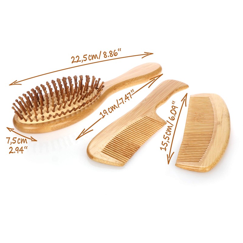 COM-FOUR® 3-piece premium hair care set, all-purpose brush and two