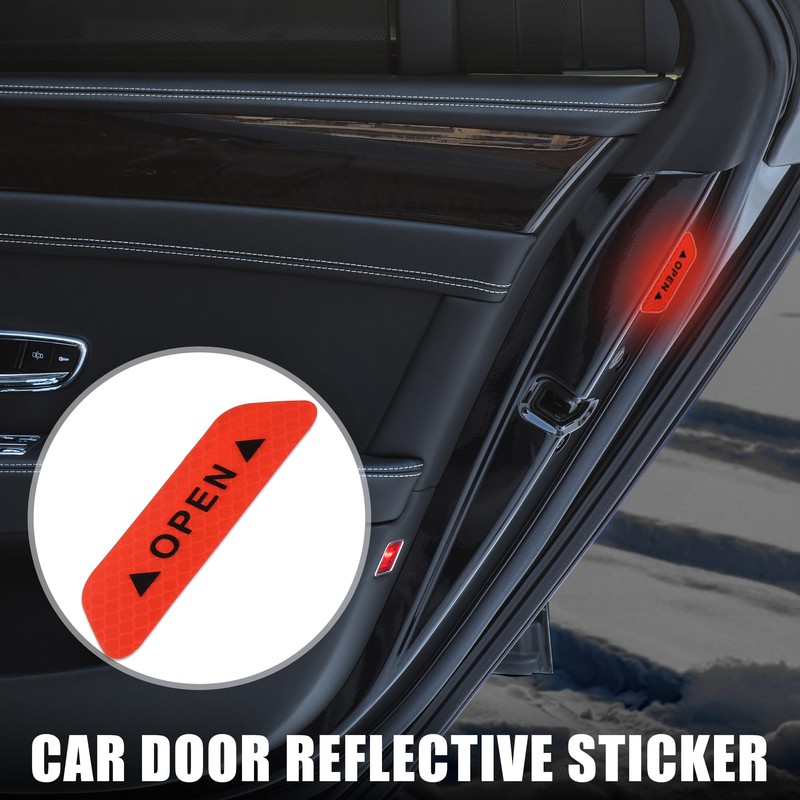 X AUTOHAUX 4pcs Car Door Reflective Sticker Open Warning Safety