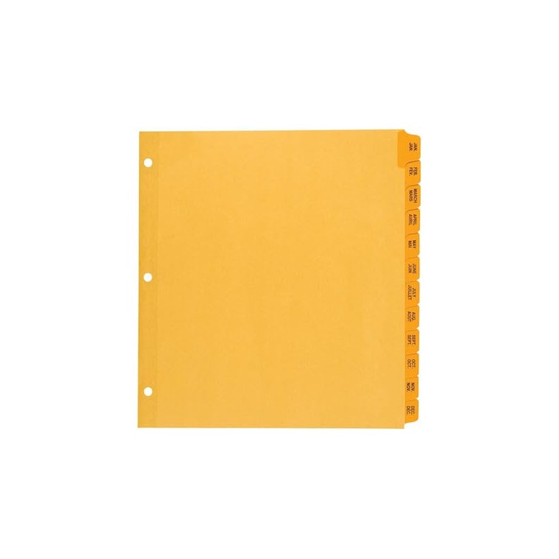 Oxford Binder Dividers Premium, Monthly Preprinted Tabs January-December, Bilingual, Letter