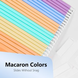 WORPSON Plastic Hanging File Folders, 6 Pack Pastel Hanging Folders，Letter Size with 1/5-Cut Tabs, Strong for Bulk Files, Documents and Paper, Office & Home Filing