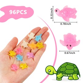 HOMICO 96 Pieces Luminous Tiny Turtles Figurines for Dollhouse Mini Resin Animals Mini Resin Turtles for Fairy Garden Micro Moss Landscape Home Decor