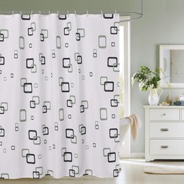 WedDecor Shower Curtains Grey and White Squares 180 x 200 cm