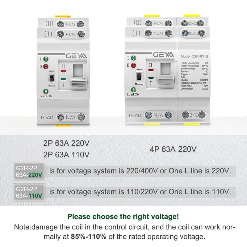 GEYA Mini ATS Dual Power Automatic Transfer Switch Electrical Selector