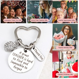 Tyqour Teacher Appreciation Gifts for Women, Thank You Teacher Keychain, Teachers Birthday Leaving Graduation Back to School Gifts for Best Teachers End of the Year Retirement Valentine Gift