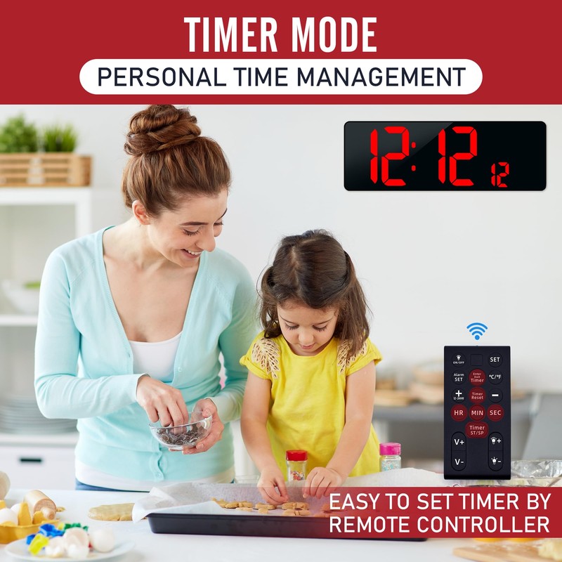 TXL TXL16.5 Digital Wall Clock Large Display, LED Wall Clock