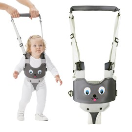 Arnés de mano para caminar y niños, ayuda de aprendizaje para niños y niñas, arnés de seguridad ajustable para caminar, cinturón de asistencia para niños pequeños de 7 a 24 meses (gris claro-perro)