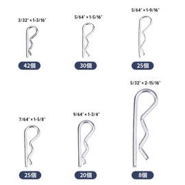Glvaner Cotter Pins, R Pins, Cotter Pins, Clip Pins, For Repairing Cars, Trucks, Motorcycles, Electrical Equipment, Machinery Industries, Stainless Steel Material, 6 Different Sizes, Storage Case,