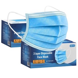 1ABOVE 100 PCS -3-Layer Protective Disposable Face Masks, Breathable Face Mask,High Filterability, Sutaible For Sensitive Skin (Blue)