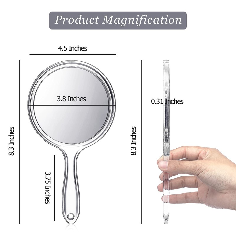 Jetec Hand Mirror Double-Sided Handheld Mirror 1X/ 2X Magnifying Mirror