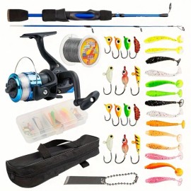 Topline Tackle Ultra Light Medium Heavy Spinning Pole Made in China Best Ice Fishing Rod ComboLength: 1.8 m(5.91ft), Color: Blue
