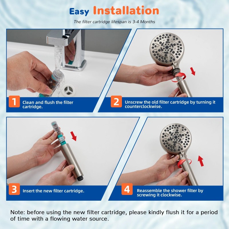 Hibbent Filtered Shower Head High Pressure 3 Setting Handheld Spray