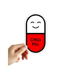 Chill Pill Sticker Funny Relax Chill Out Trendy Stickers Water Bottle Laptop Notebook Car Window Bumper Decals