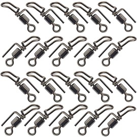 QCVENL Sea Fishing Rigs Swivels, 20 Pack Fishing Snap Swivels Fishing Hooks Cascade Swivels for Sea Fishing Clip Down, Ring Fishing Swivels for Sea Fishing Connector Tackle
