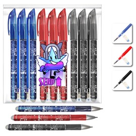 SEND UP Erasable Gel Pen - 3 Red, 3 Black, 3 Blue and 18 Refills Tip 0.5
