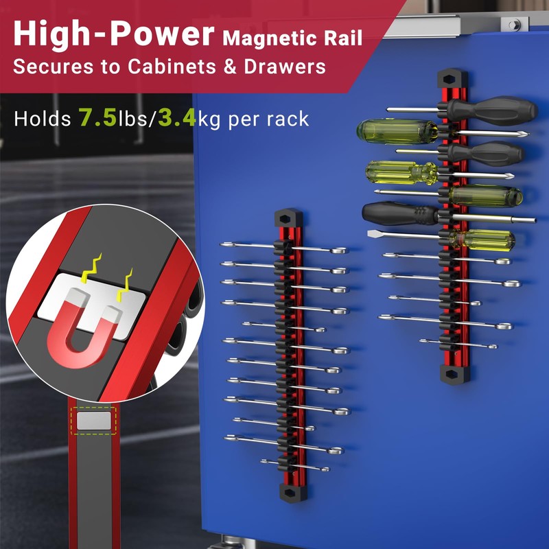 Preciva 2 PCS Magnetic Tool Holder with 24 Sliding Clips,