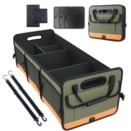 Trunk Organizer for Suv, Sturdy Storage Organization with Non-Slip Bottom Strips, 95L Large Capacity Cargo Organizer for Car, Truck, Sedan, Waterproof Portable Car Organizers for Women Men(Green)
