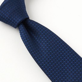 Ojier Men's Necktie, Silk, Regular Tie, Yamanashi Tie, Archival Style, Plain Woven Pattern, Made in Japan, Gift, Business, Stylish, 007: navy