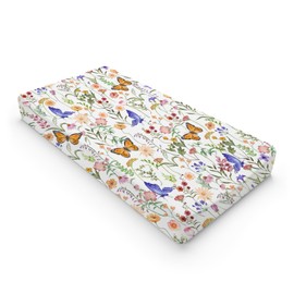 Spring Wildflower Butterflies Changing Pad Cover Watercolor Floral Summer Baby Changing Table Sheets for Baby Boy Girl Retro Botanical Soft Breathable Stretch Changing Table Mats 32''x16''