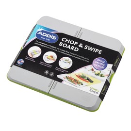 Addis Chop & Swipe Chopping Board with easy pour side trays, Lime & Grey