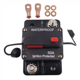 50 Amp Waterproof Circuit Breaker,with Manual Reset,12V-48V DC, for Car Marine Trolling Motors Boat ATV Manual Power Protect and Automotive Marine Boat Audio System Protection