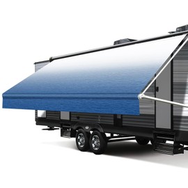 SCITOO RV Awning Fabric Replacement Heavy-Duty Weatherproof Vinyl Universal Camper Awning for Motorhome Travel Trailer RV Campsite Canopy 13FT*8FT Blue Awnings
