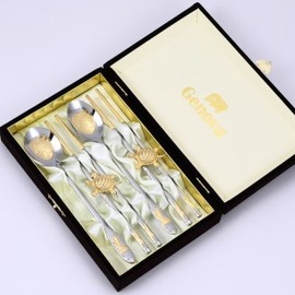 (10x10) Gold Spoon Crane Cutlery Set (2 Sets) Gold Turtle / (텐바이텐)금수저 학 수저세트 2벌 금거북