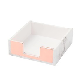 NatSumeBasics Marble Sticky Note Holder Rose Gold Post a Note Holder Memo Holders Dispenser Cards Holder Case for Office Home School Desk Organizer (Rose Gold Marble)