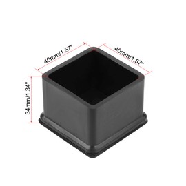 sourcing map Rubber Furniture Caps 40mm x 40mm Square Shaped Table Chair Legs Covers 4Pcs