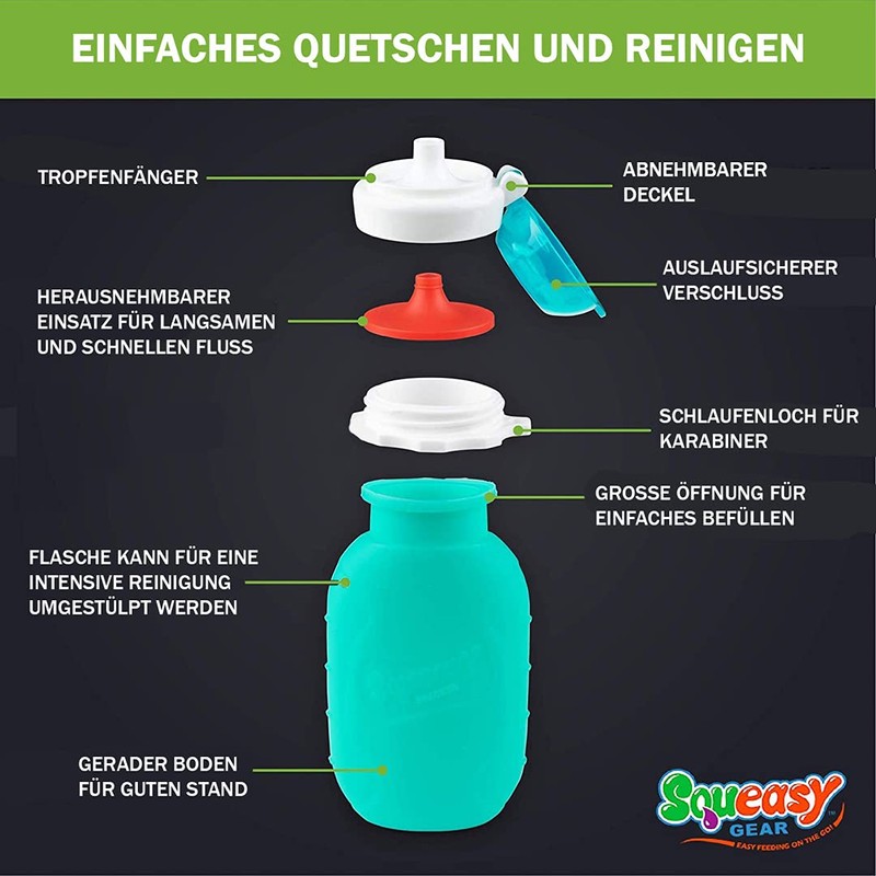 Squeasy Snacker (Wasser), 160 ml, Silikon, wiederverwendbar, für Kompott und