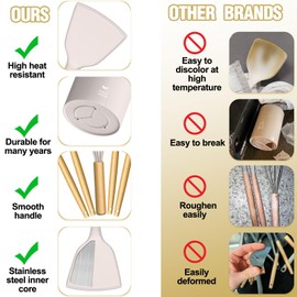 Umite Chef Umite Chef Silicone Kitchen Utensil Set, 34PCS Heat Resistant Kitchen Gadgets and Tools With Grater, Wood Handles for Nonstick Cookware