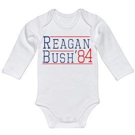Reagan Bush '84 Vintage Style Conservative Republican GOP Unisex Cute Infant Bodysuit Baby Romper Long Sleeve (6-12 Months) White
