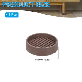 PATIKIL 2" Round Rubber Furniture Pads 4pcs Non-Slip Caster Cup Anti Skid Floor Protectors Furniture Feet Bed Sofa Chair Table Stopper Bruns