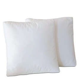 Plankroad Home Décor 18x18x2 Hypoallergenic Fluffy Faux Down Poly Boxed Pillow Insert, 100% Cambric Cotton Shell, Never Vacuum-Packed, Made in USA, Set of 2