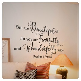 My Vinyl Story - Psalm You are Beautiful - Inspirational Religious Bible Verse Scripture Saying Wall Decal Sticker Quote Decor Positive Affirmation Home Office Bedroom, Removable (Black, 25x17 inches)