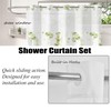 Green Leaves Shower Curtain No Hooks with Snap-in Fabric Liner