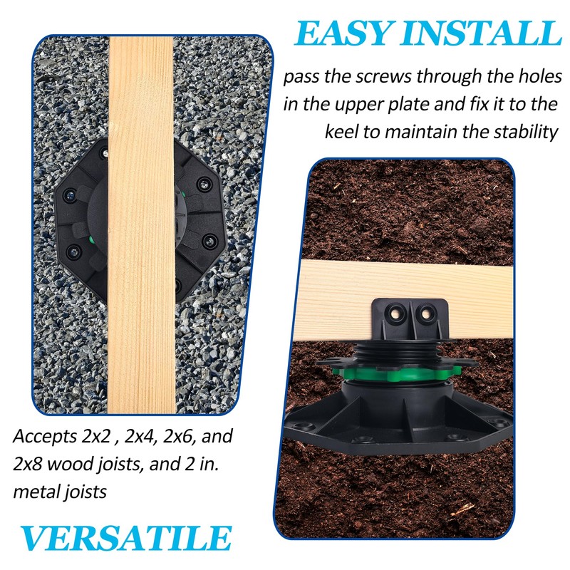 Adjustable Plastic Deck Pedestals, 24 PCS Heavy Duty Deck Blocks