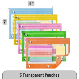 Mr. Pen- Pencil Pouch, 5 Pack, Pencil Pouches with Clear Windows on Both Sides, Clear Zipper Pencil Pouch for 3 Ring Binder Pencil Pouch, Pencil Case for Binder Pouch, 3 Ring Binder Pouch