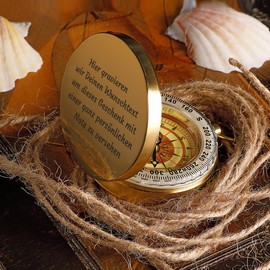 polar-effekt Gold Metal Compass with Engraving - Gifts for Men - Ideal for Birthday and Anniversary - Outdoor Pocket Compass for Hiking