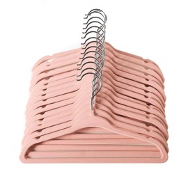 ManGotree Baby Velvet Hangers, Infant and Toddler Hangers, No-Slip Children Hangers, Ultra-Slim Space Saving Kids Hangers, Sturdy & Durable Clothes Hangers 15 Pack (Light Pink)