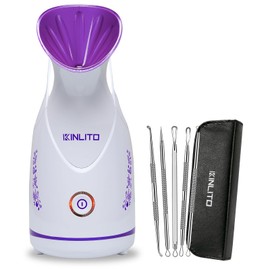 Nano Ionic Facial Steamer KINLITO Facial Steamer with Warm Mist Portable Face Humidifier for Deep Cleaning Unclog Pores with Blackhead Remover, Aromatherapy Kit for Personal Home SPA (Purple)