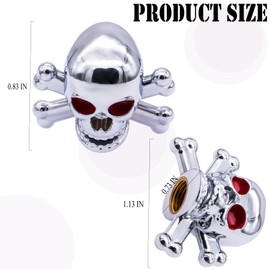 MEAJOO 4PCS Skull Style Tire Valve Stem Caps, with Rubber O-Ring, Universal Dustproof Tire Valve Stem Covers for Cars, SUV, Trucks, Bikes, Motorcycles, Bicycles(Silver)