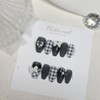 Black Lovely Hound Check Handmade Nail Tips - Petit Round