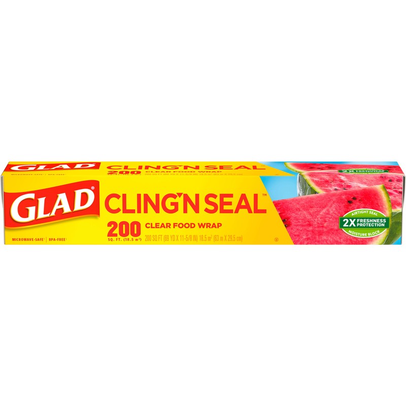 Glad Cling N Seal Plastic Food Wrap, 200 Square Foot
