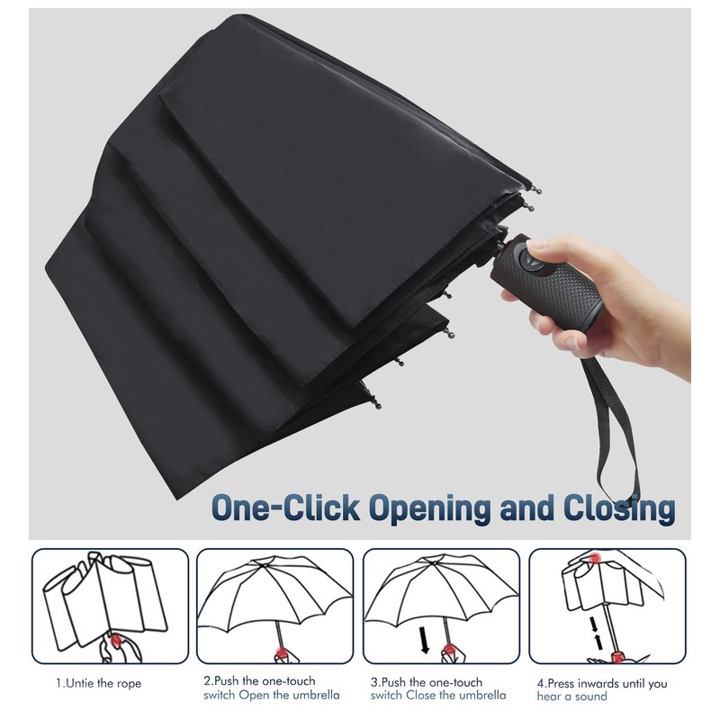 NINEMAX Compact Travel Umbrella Windproof Strong Folding,Small Automatic Umbrellas Double