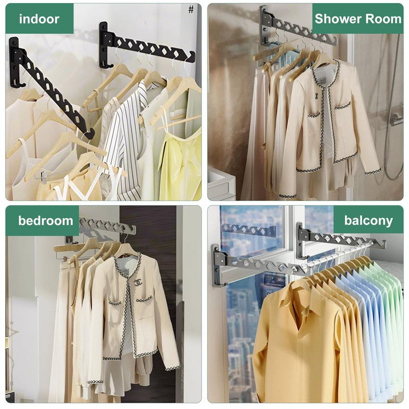 Ksvaye Wall Clothes Hooks Foldable Wall Clothes Rack Clothes Fan